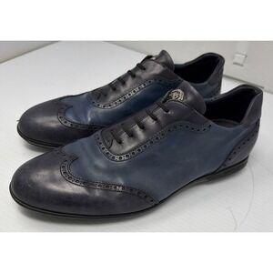 Stefano Ricci Dress Shoes Mens 9.5 Calf leather Blue Wingtip Crest Made In Italy Calfskin leather Derby shoes | Stefano Ricci main image 3